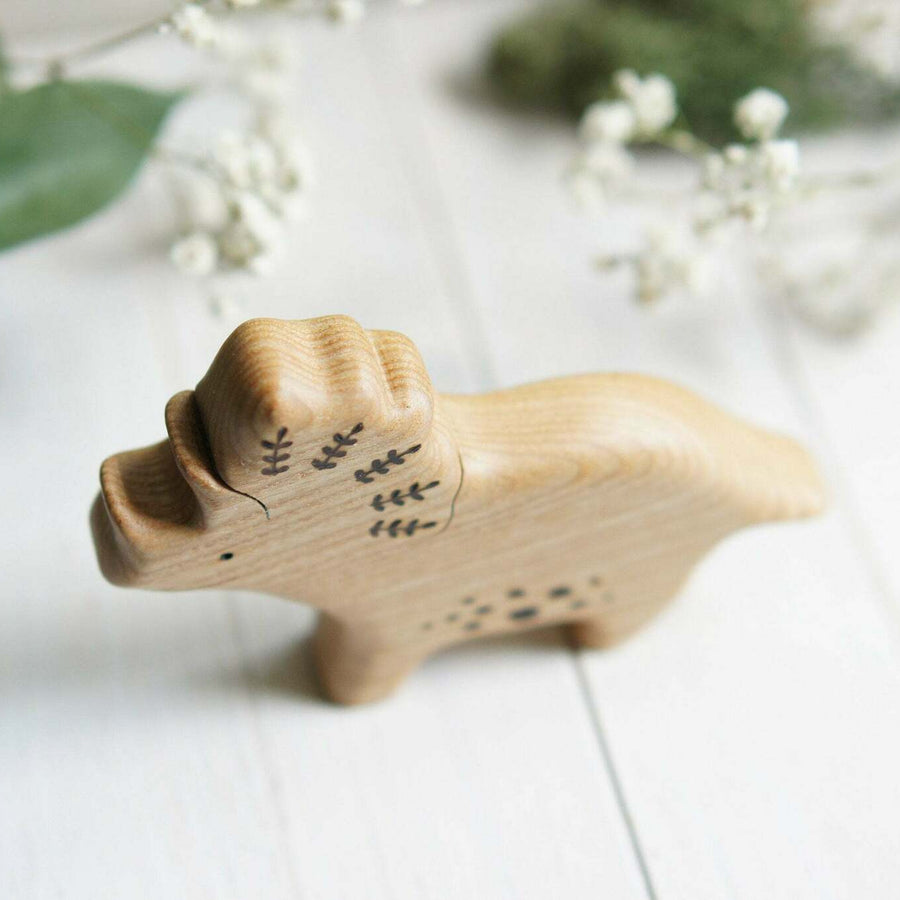 Wooden Triceratops, a natural wood animal toy by Tiny Fox Hole (view 4)