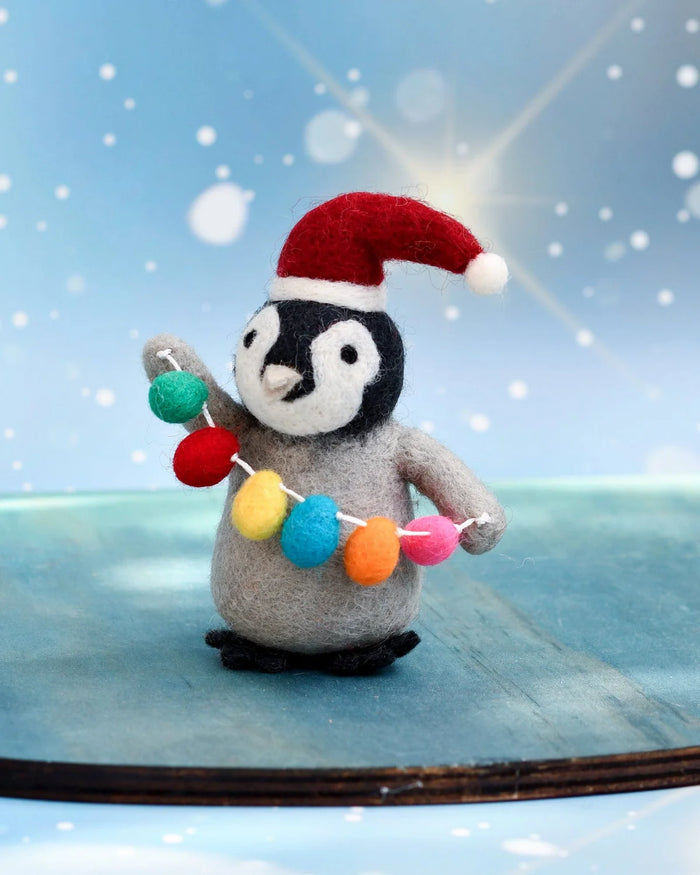 Felt Penguin with Festoon Light Bulbs Toy