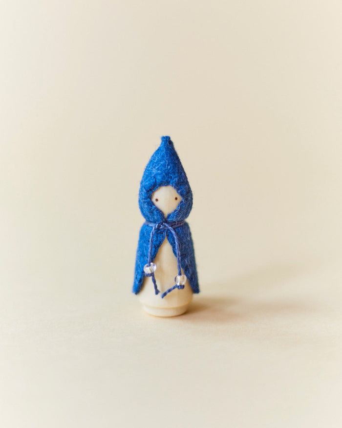 Mini Blue Wooden Gnome