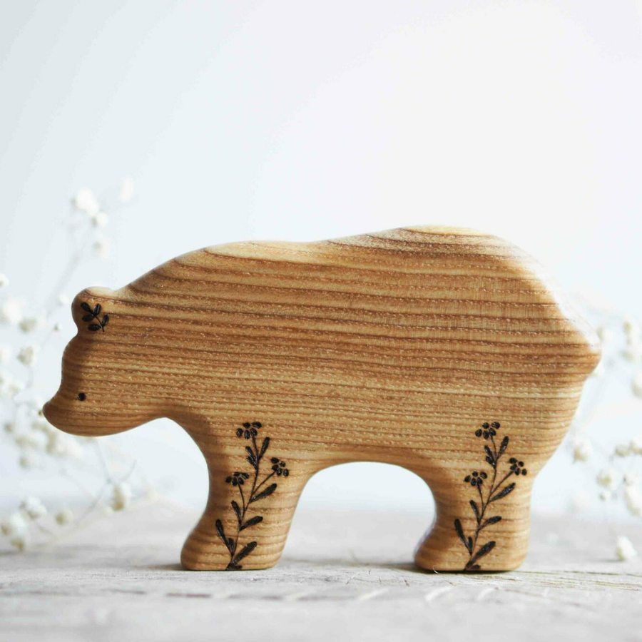 Wooden Bear, Mama, a natural wood animal toy by Tiny Fox Hole (view 2)