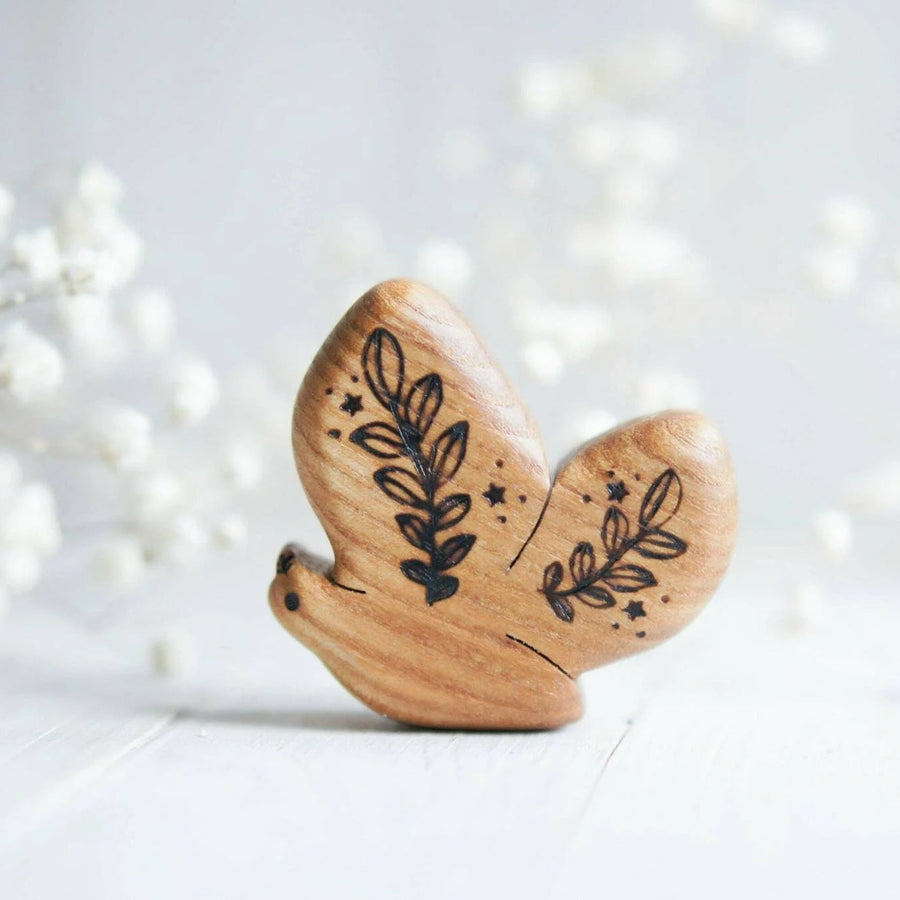 Wooden Butterfly, a natural wood animal toy by Tiny Fox Hole, cut and finished by hand from solid wood