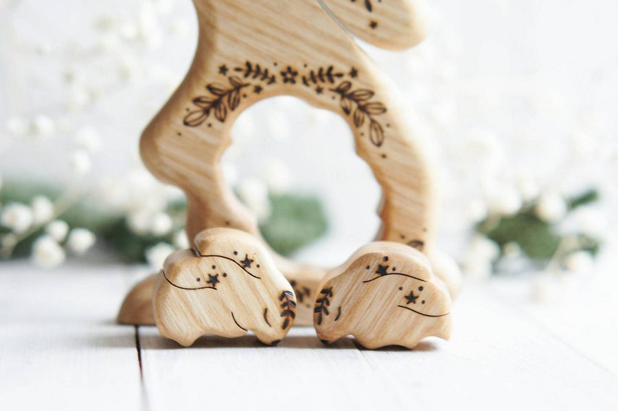 Wooden Bunny Announcement Puzzle for Twins, a wooden new-baby keepsake by Tiny Fox Hole (view 3)