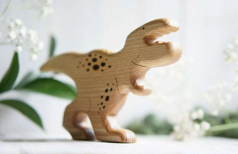 Wooden T-Rex, Papa, a natural wood animal toy by Tiny Fox Hole (view 4)