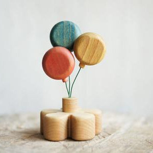 Wooden Balloon Ornament, Blue, a wooden Waldorf celebration piece by Tiny Fox Hole (view 2)
