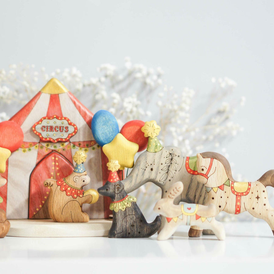 Wooden Balloon Ornament, Blue Sparkle, a wooden Waldorf celebration piece by Tiny Fox Hole (view 6)