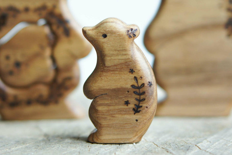 Wooden Bear Family Announcement Puzzle (Mom, Dad, and Two Little Ones), a wooden new-baby keepsake by Tiny Fox Hole (view 3)