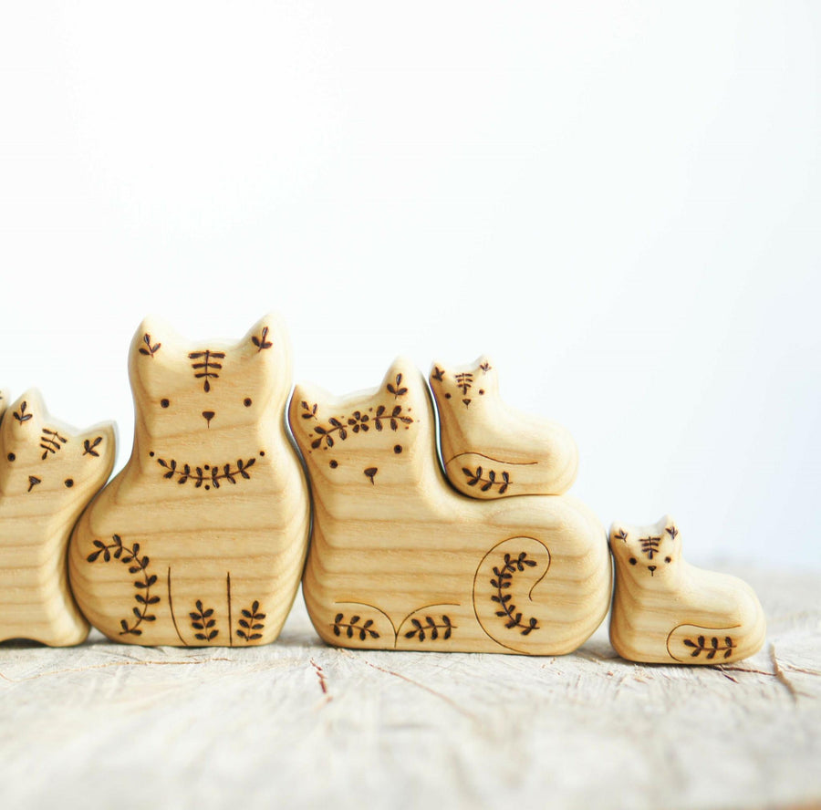 Wooden Cat Family Puzzle, a wooden new-baby keepsake by Tiny Fox Hole (view 3)