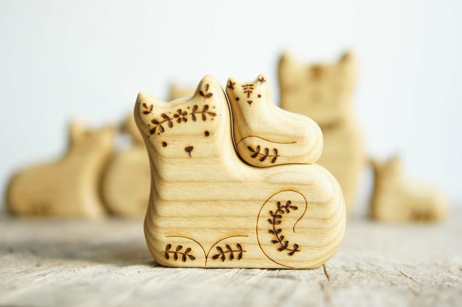 Wooden Cat Family Puzzle, a wooden new-baby keepsake by Tiny Fox Hole (view 6)