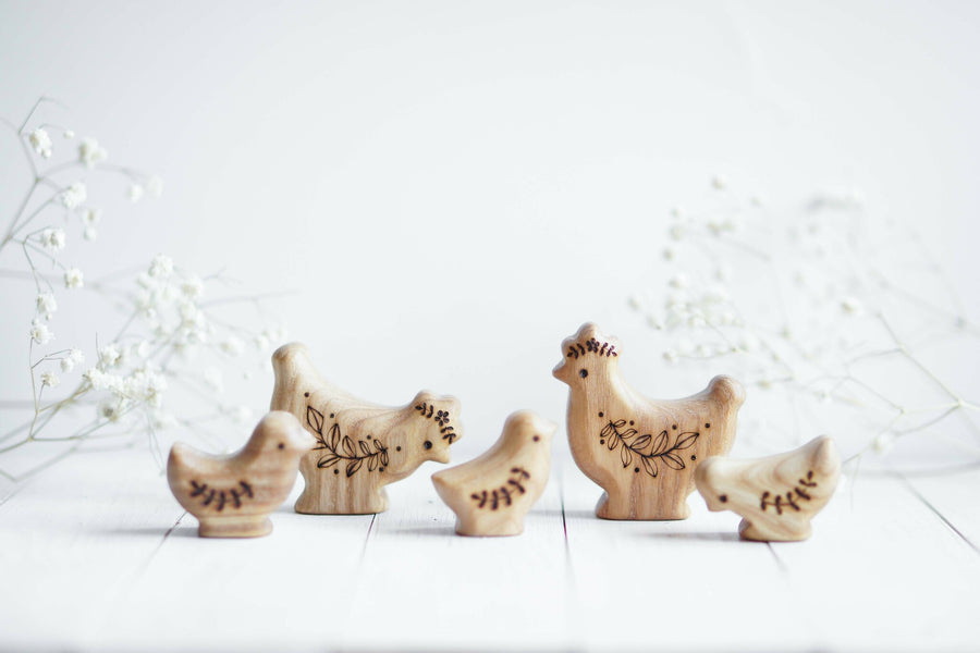 Wooden Chick, Looking Straight, a natural wood animal toy by Tiny Fox Hole (view 2)
