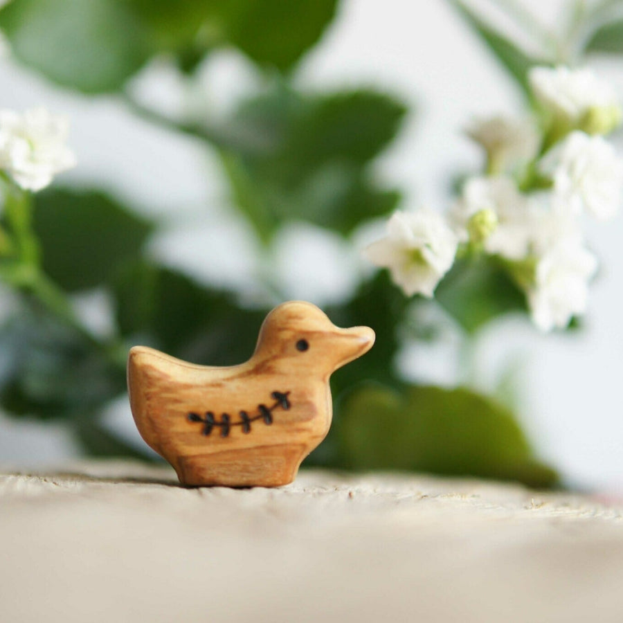 Wooden Duckling, a natural wood animal toy by Tiny Fox Hole, cut and finished by hand from solid wood