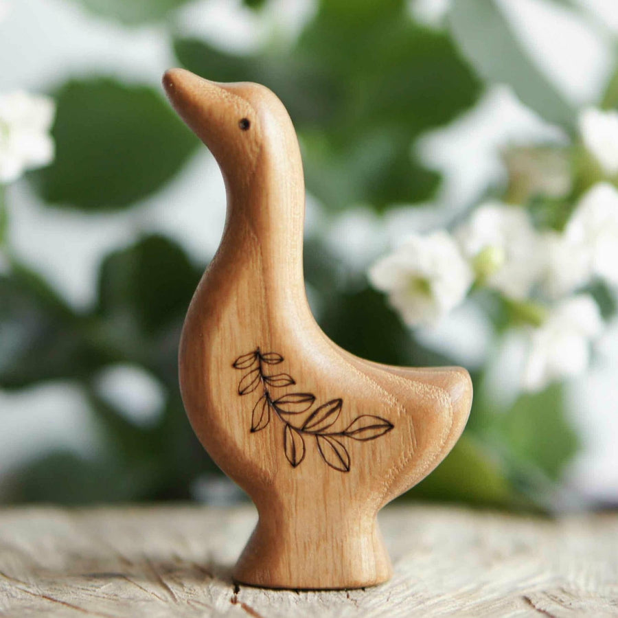 Wooden Goose, a natural wood animal toy by Tiny Fox Hole, cut and finished by hand from solid wood