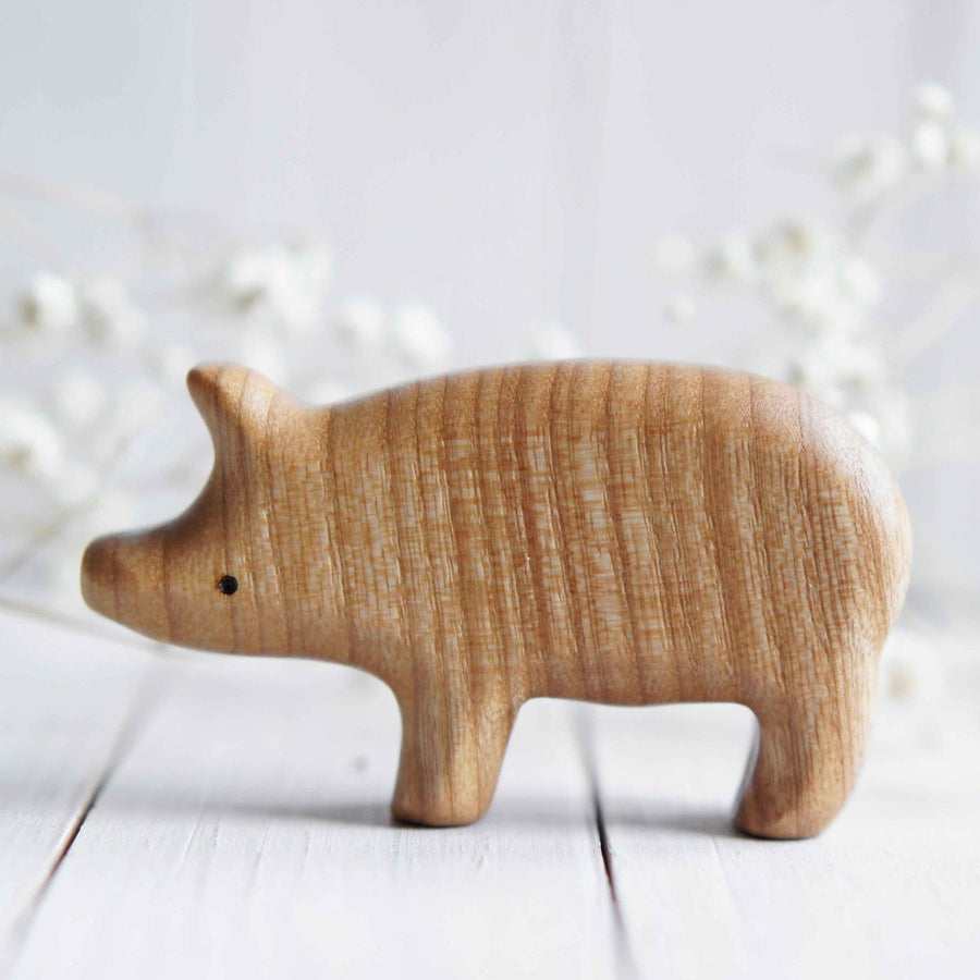 Wooden Pig, a natural wood animal toy by Tiny Fox Hole (view 3)
