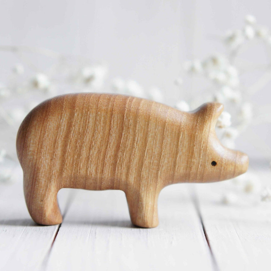 Wooden Pig, a natural wood animal toy by Tiny Fox Hole (view 4)
