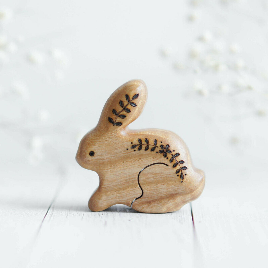 Wooden Bunny, No. 6, a natural wood animal toy by Tiny Fox Hole, cut and finished by hand from solid wood