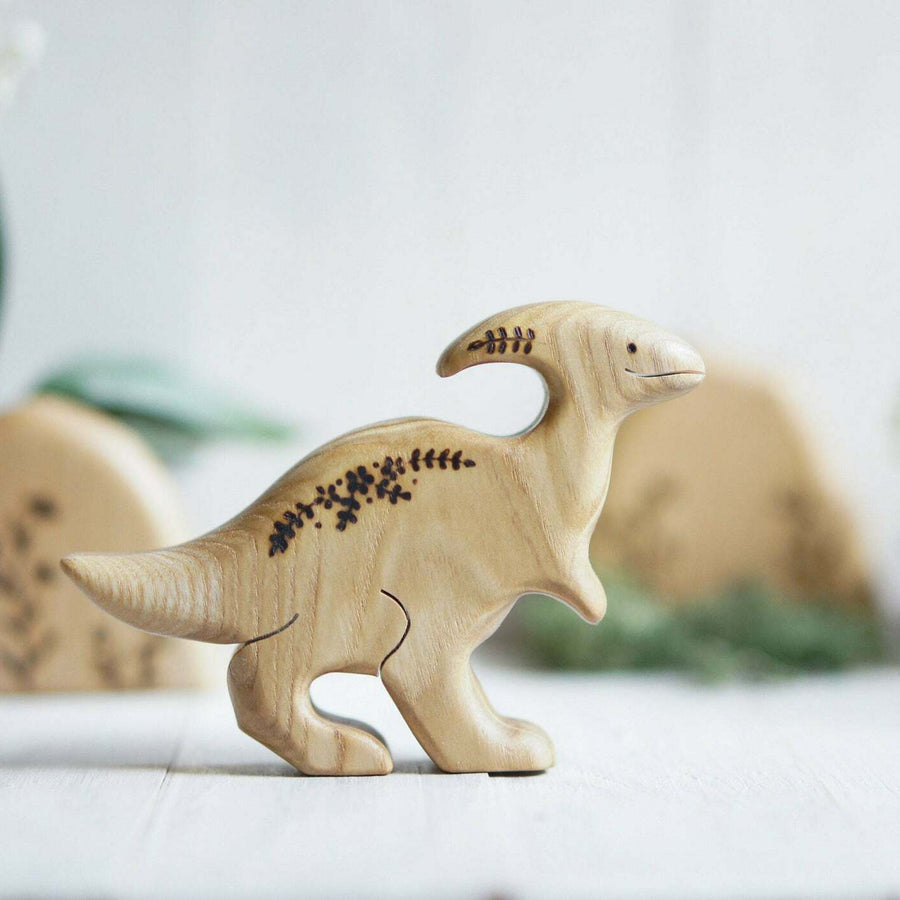 Wooden Parasaurolophus, a natural wood animal toy by Tiny Fox Hole (view 2)
