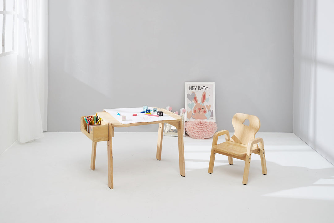 Mesasilla Kids Activities Table Set with Bear, star ,Elephant, Car,and Rabbit - Includes Chair