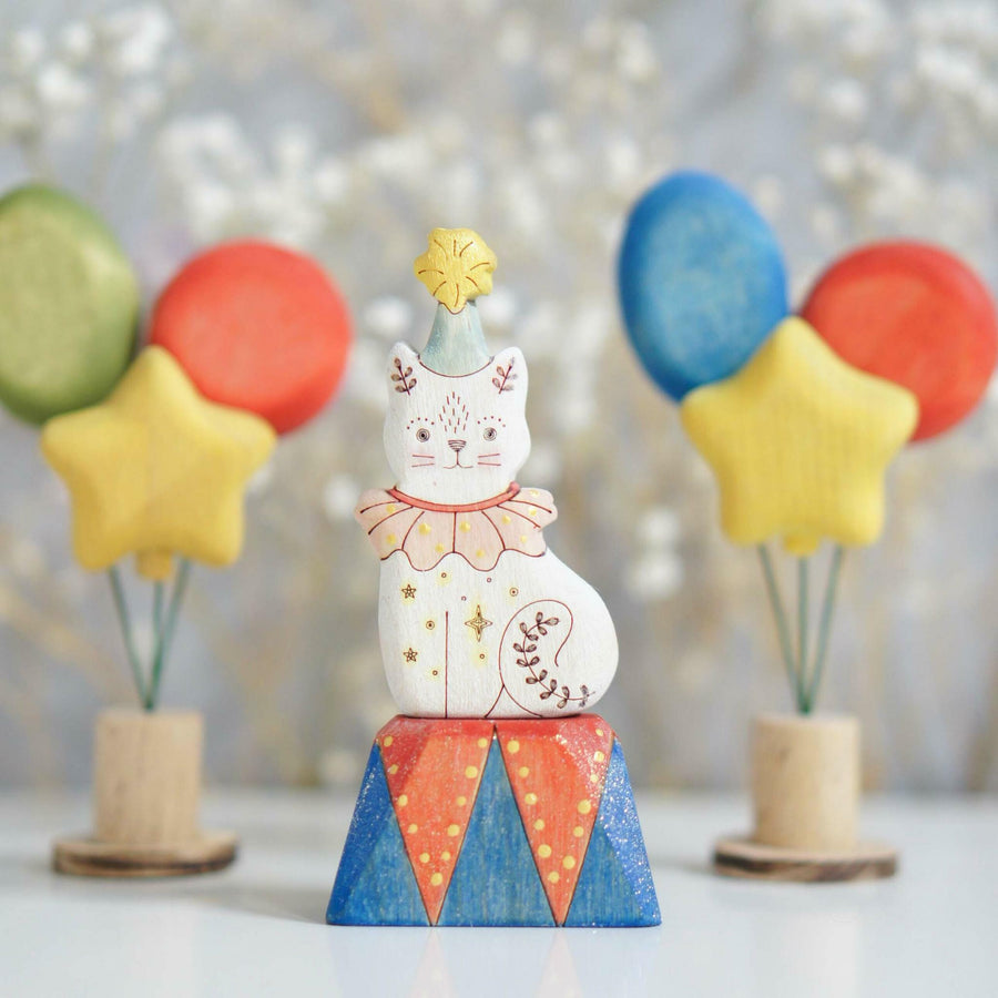 Wooden Balloon Ornament, Blue Sparkle, a wooden Waldorf celebration piece by Tiny Fox Hole (view 5)