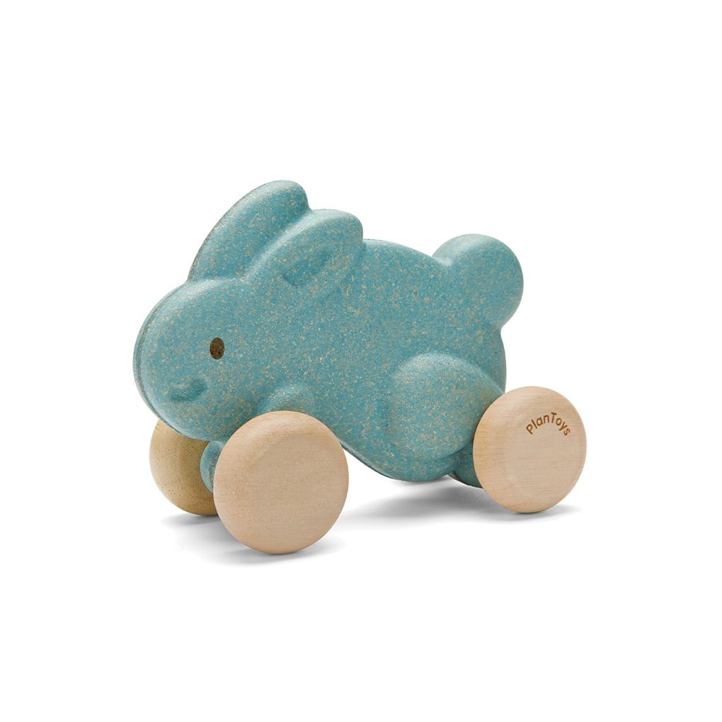 Plan Toys Push Along Bunny - Blue