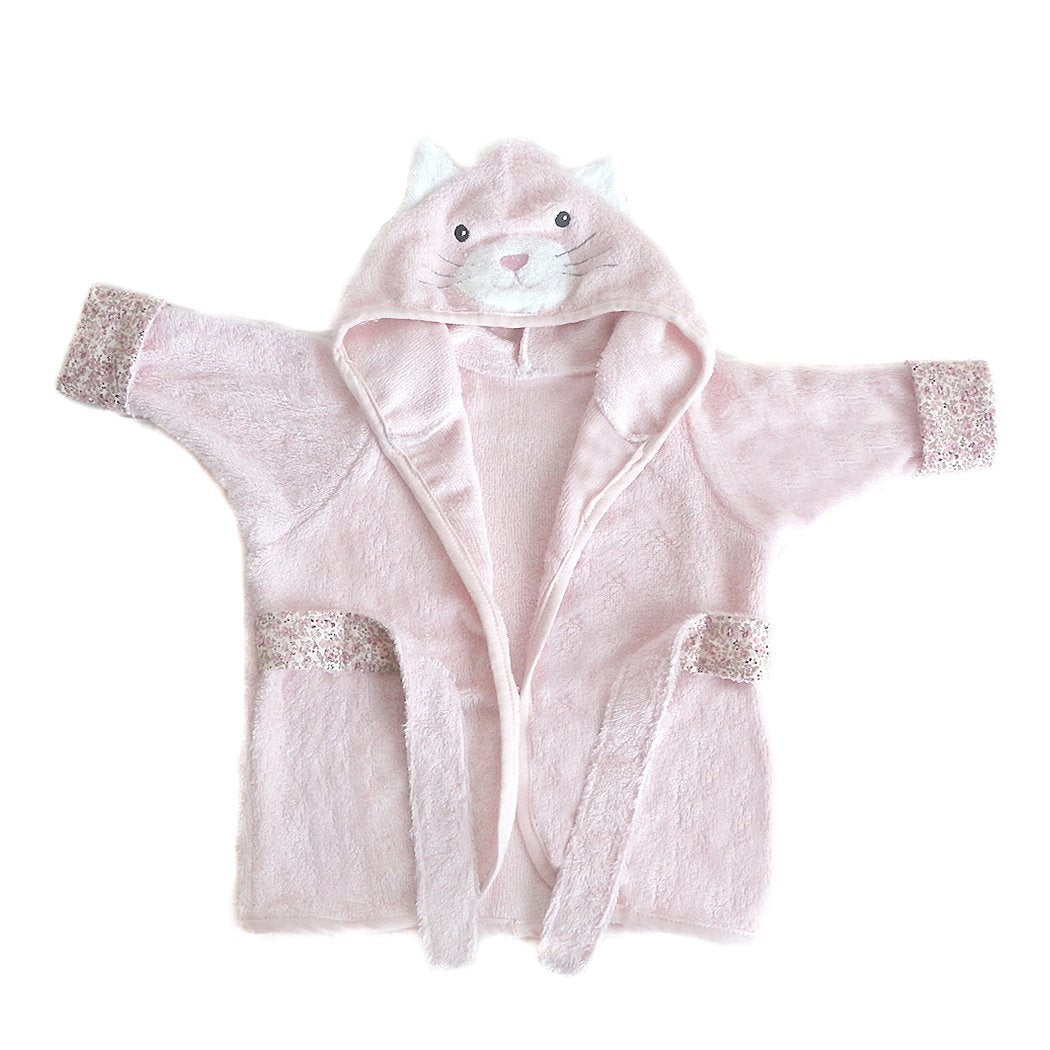 Mon Ami kitty-hooded bamboo terry baby robe