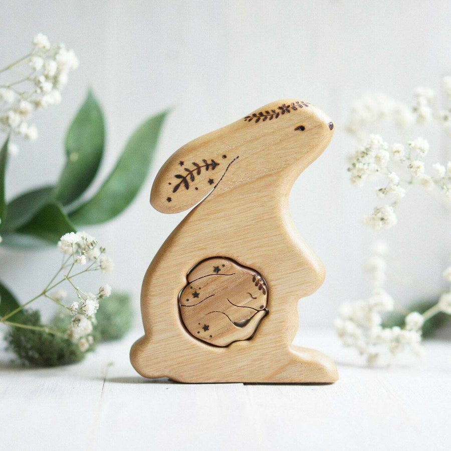 Wooden Bunny Announcement Puzzle, a wooden new-baby keepsake by Tiny Fox Hole (view 6)