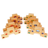 Bauspiel Color Staircase blocks arranged into two stepped pyramids with gem insets · view 6