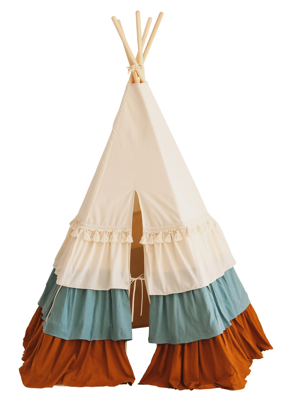 “Circus” Teepee Tent with Frills and "Caramel Candy" Mat Set