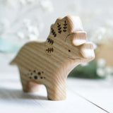 Wooden Triceratops, a natural wood animal toy by Tiny Fox Hole (view 3) · view 3