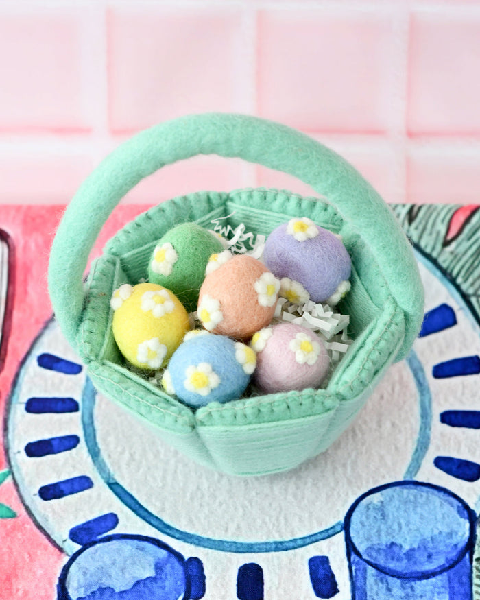 Petite Teal Felt Easter Basket