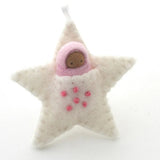 Fairyshadow White Embroidered Star Ornament, Pink Baby · view 2