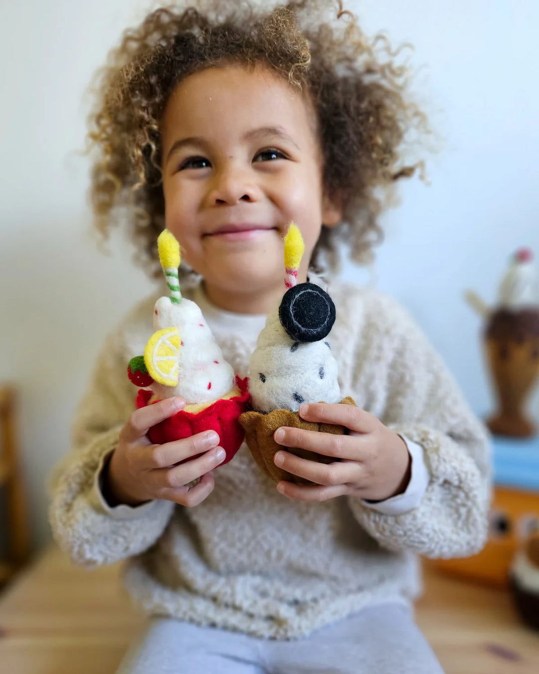Felt Giant Cream Sandwich Cupcake with Candle