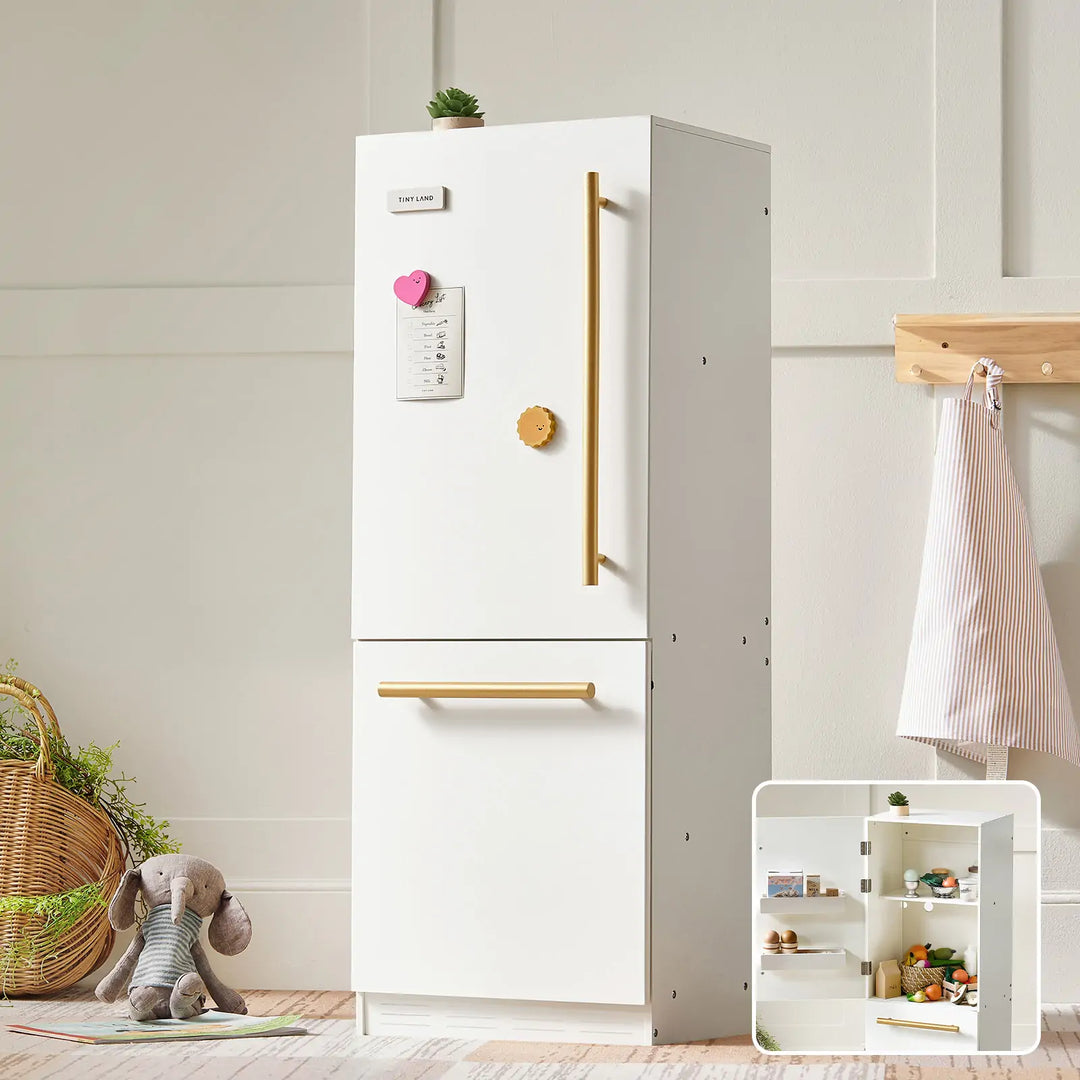 Tiny Land wooden play kitchen refrigerator for kids