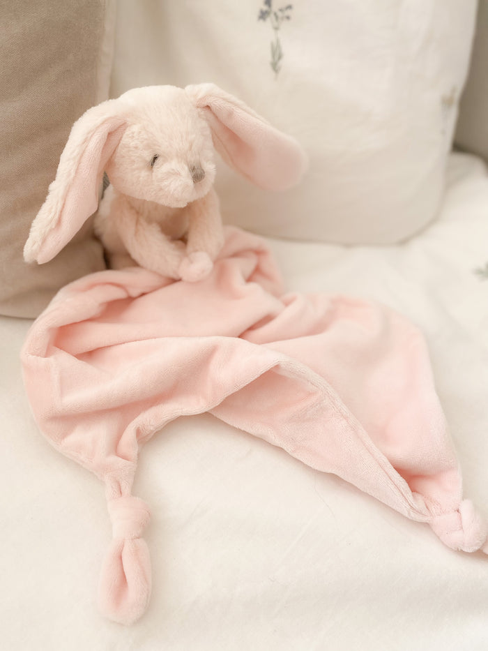 Mon Ami Rosie bunny knotted security blankie lovey