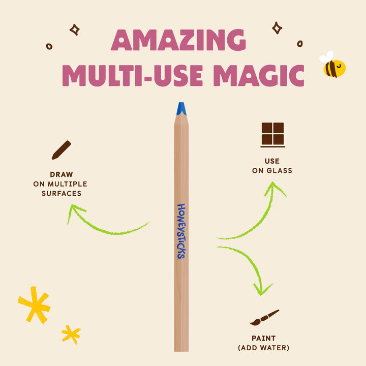 Honeysticks Magic 3-in-1 Beeswax Pencils Jumbo Triangles 10pk