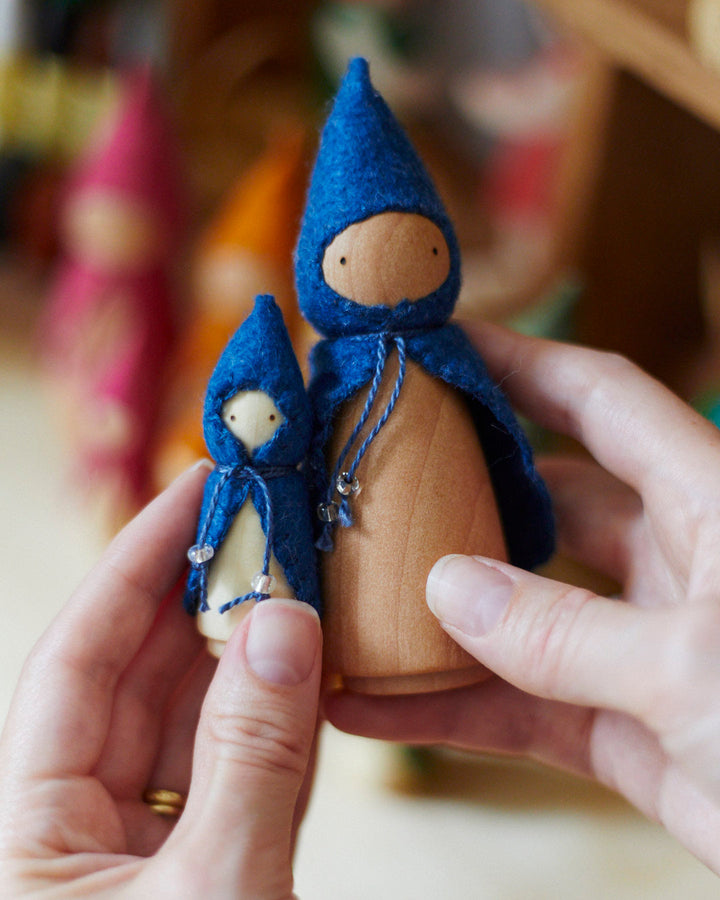 Mini Blue Wooden Gnome