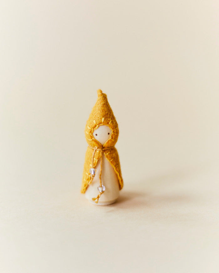 Mini Yellow Wooden Gnome