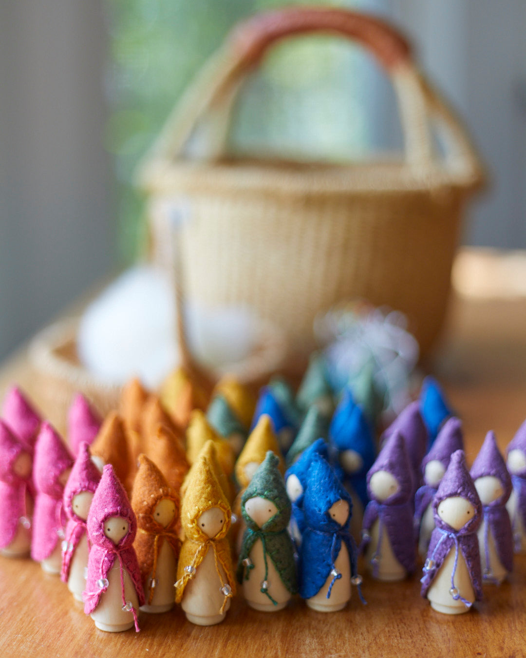 Mini Rainbow Wooden Gnome Set