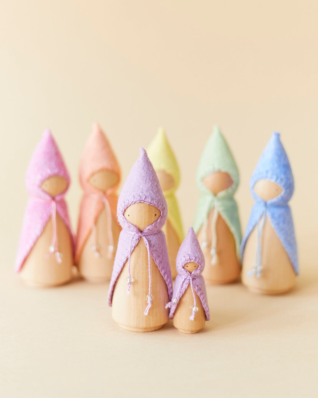Mini Pastel Purple Wooden Gnome