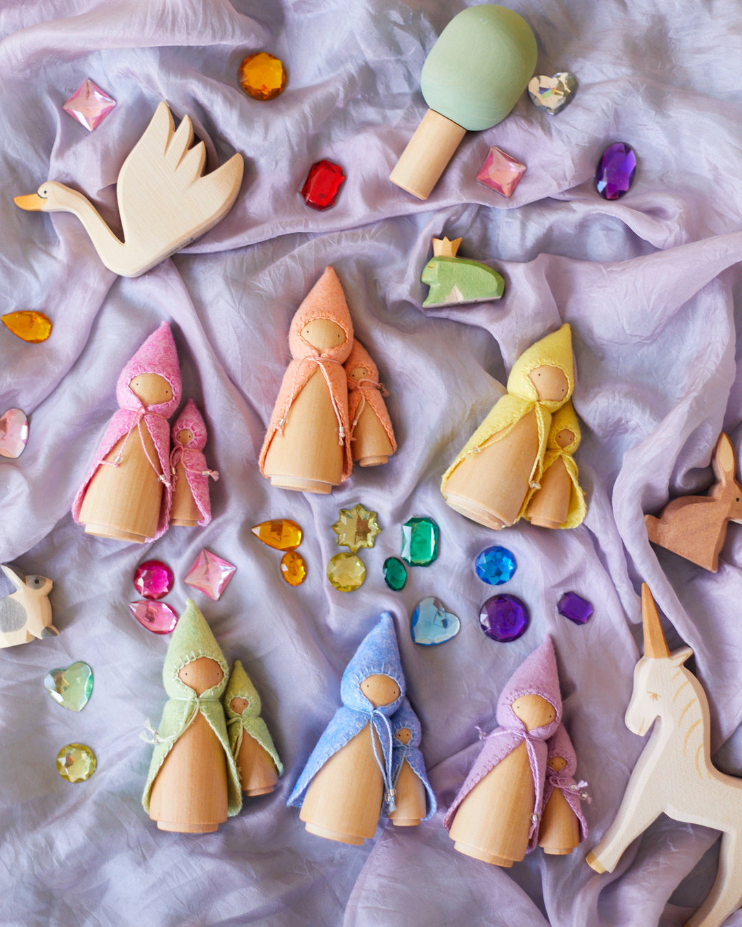 Pastel Orange Wooden Gnome