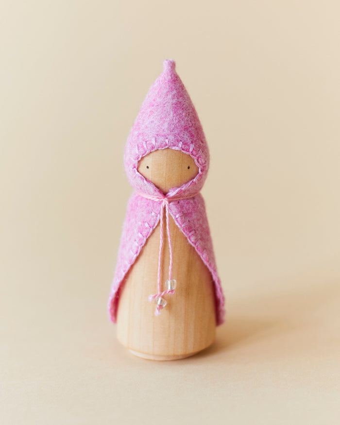 Pastel Pink Wooden Gnome