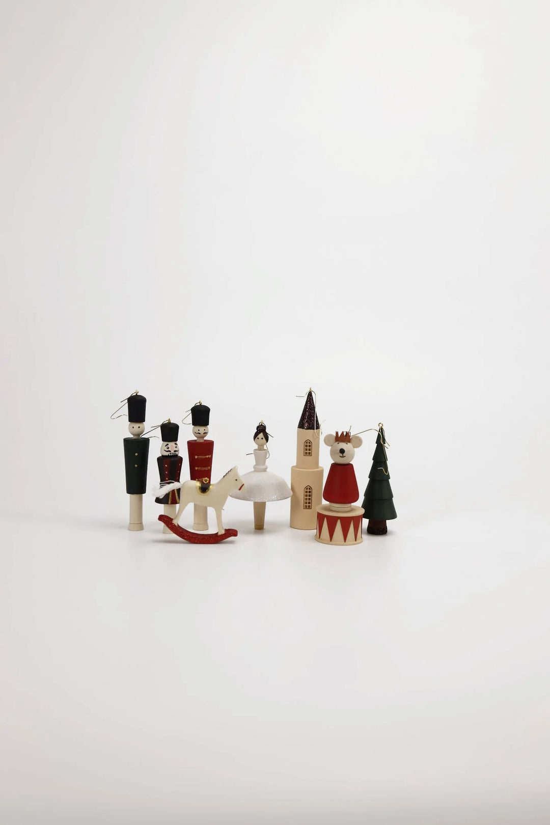Sabo Concept Wooden Christmas Ornaments – Nutcracker, Ballerina, Mouse King &amp; Soldiers (9-Piece Set)