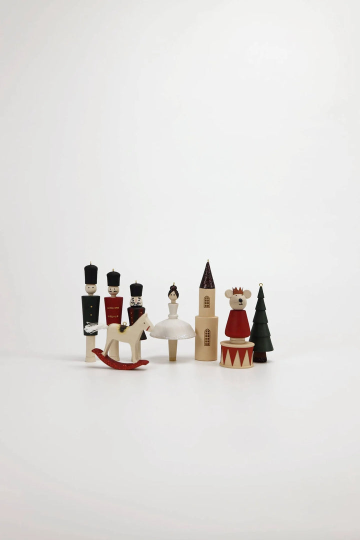 Sabo Concept Wooden Christmas Ornaments – Nutcracker, Ballerina, Mouse King &amp; Soldiers (9-Piece Set)