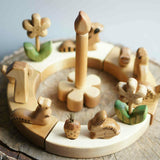 Waldorf Birthday Ring Set, a wooden Waldorf celebration set by Tiny Fox Hole, cut and finished by hand from solid wood · view 1