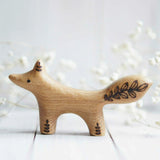 Wooden Baby Fox, Standing, a natural wood animal toy by Tiny Fox Hole, cut and finished by hand from solid wood · view 1