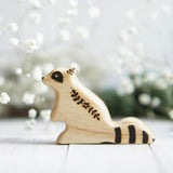 Wooden Baby Raccoon, Sitting, a natural wood animal toy by Tiny Fox Hole (view 2) · view 2