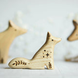 Wooden Baby Wolf, Sitting, a natural wood animal toy by Tiny Fox Hole (view 2) · view 2