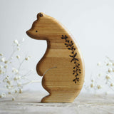 Wooden Bear, Standing, a natural wood animal toy by Tiny Fox Hole, cut and finished by hand from solid wood · view 1