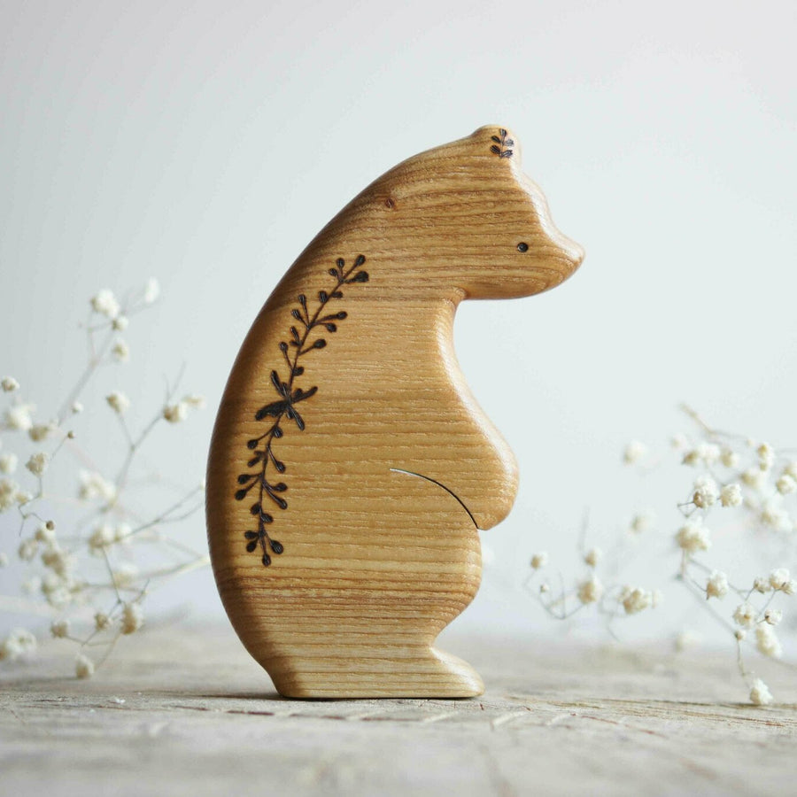 Wooden Bear, Standing, a natural wood animal toy by Tiny Fox Hole (view 2)