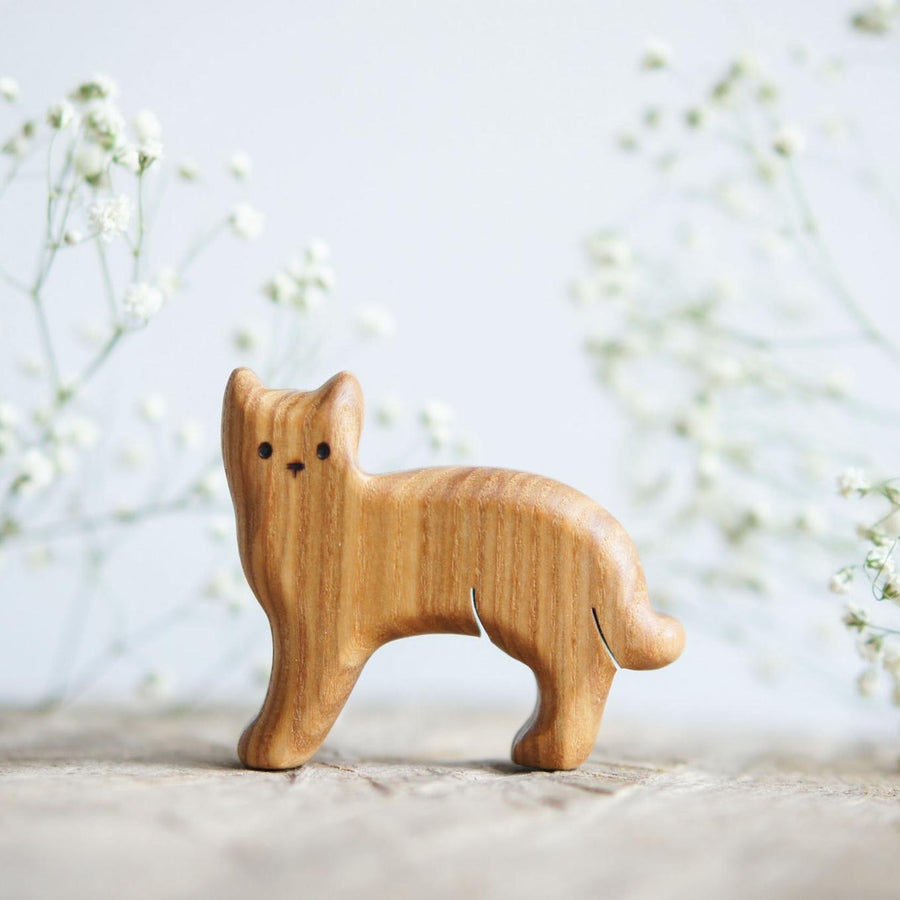 Wooden Cat, Floral, a natural wood animal toy by Tiny Fox Hole (view 3)
