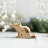 Wooden Chipmunk, Sitting, a natural wood animal toy by Tiny Fox Hole, cut and finished by hand from solid wood · view 1