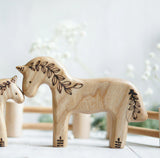 Wooden Horse, Mama, a natural wood animal toy by Tiny Fox Hole, cut and finished by hand from solid wood · view 1
